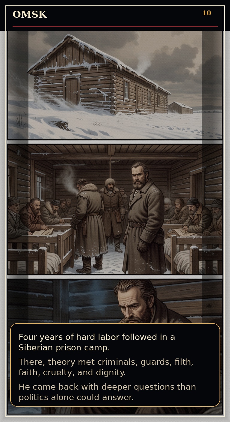 Page 10 of Fyodor Mikhailovich Dostoyevsky: Borrowed Time - Omsk prison becomes the brutal school behind later fiction.